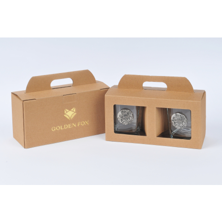 GOLDEN FOX SZKLANKI DO WHISKY GEO WILD    BOAR SILVER - 2 SZT